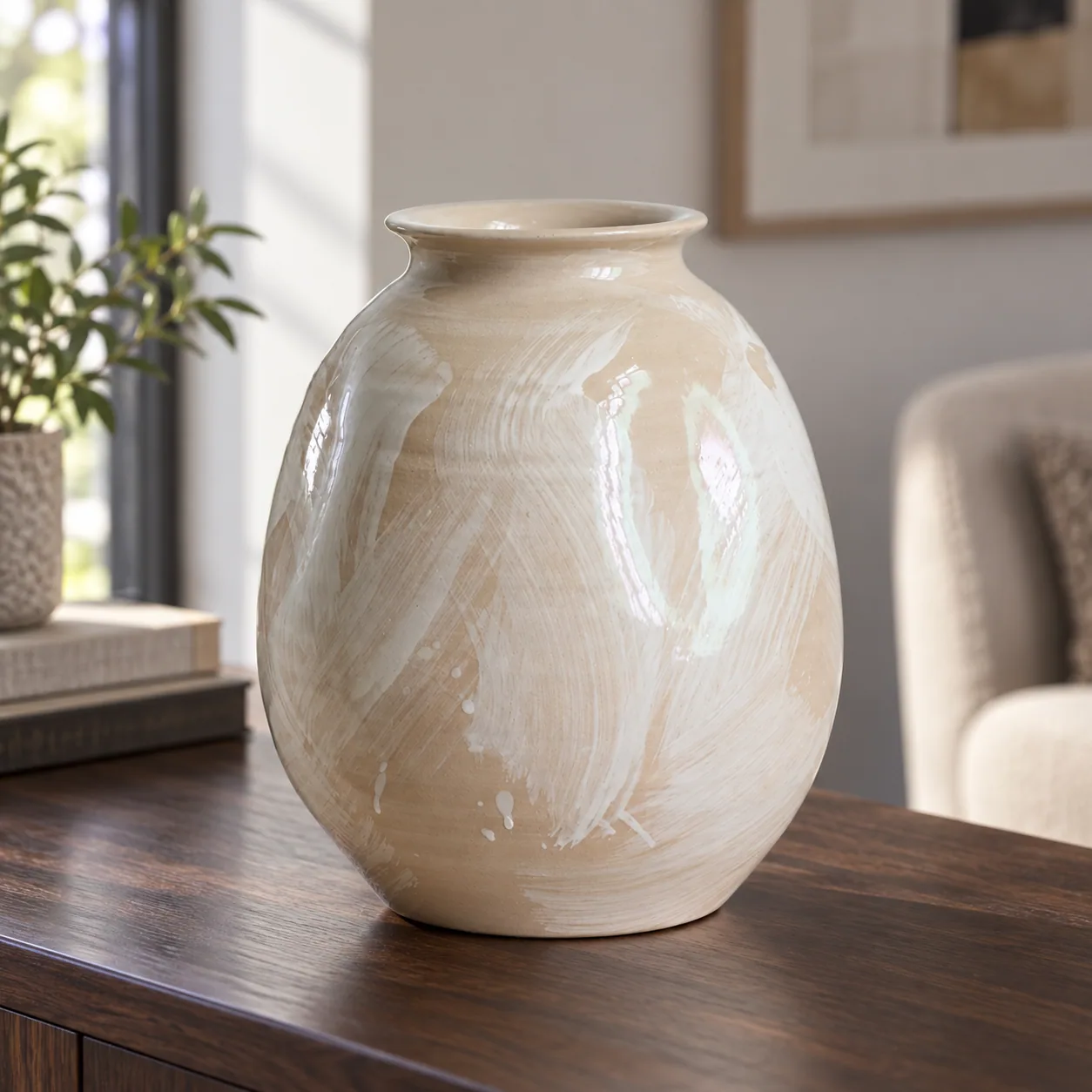 Cream Brushstroke Vase — lead view