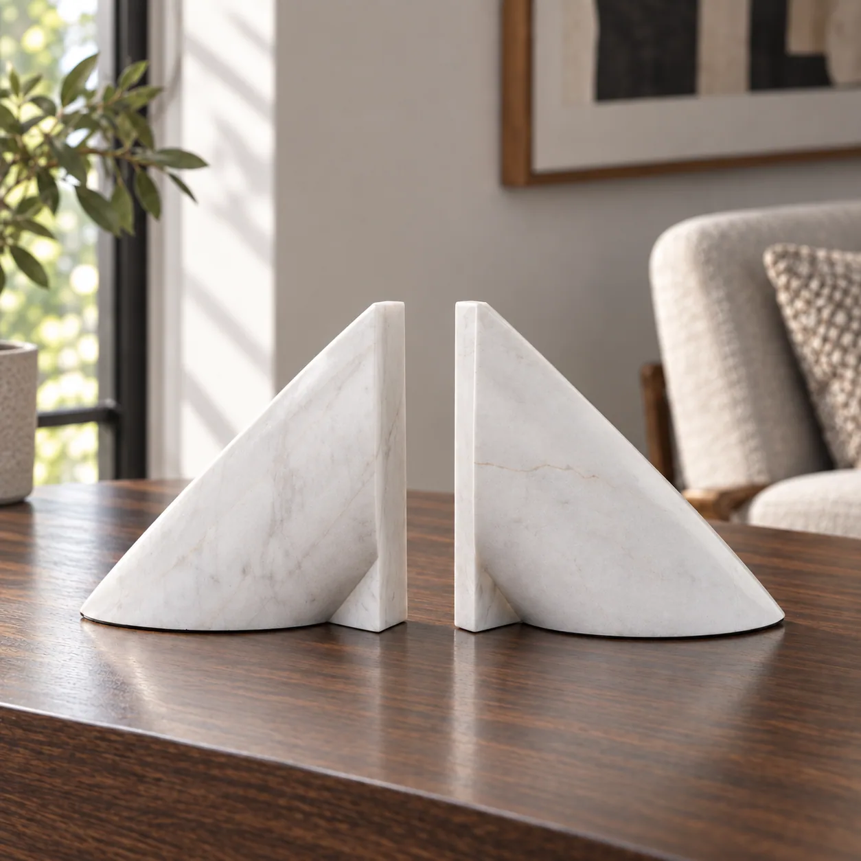 Marble Wedge Bookends — alternate view