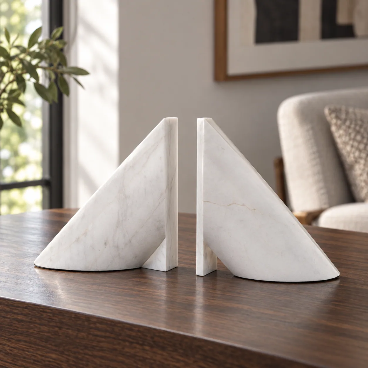 Marble Wedge Bookends — lead view