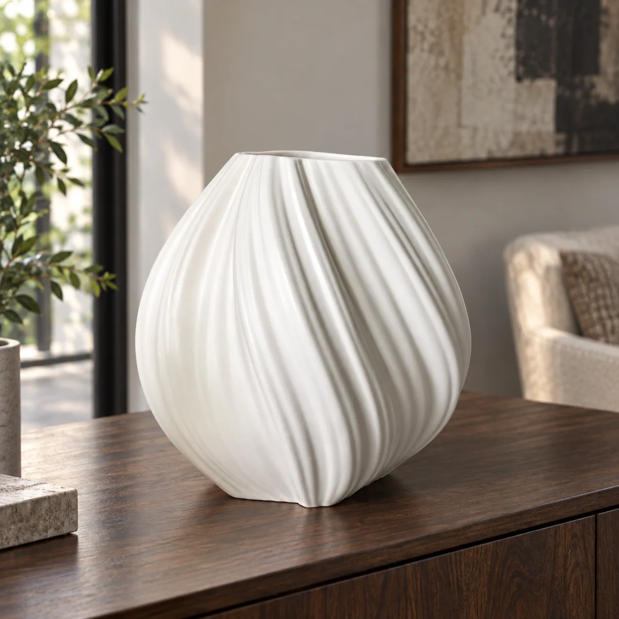 White Spiral Vase — lead view