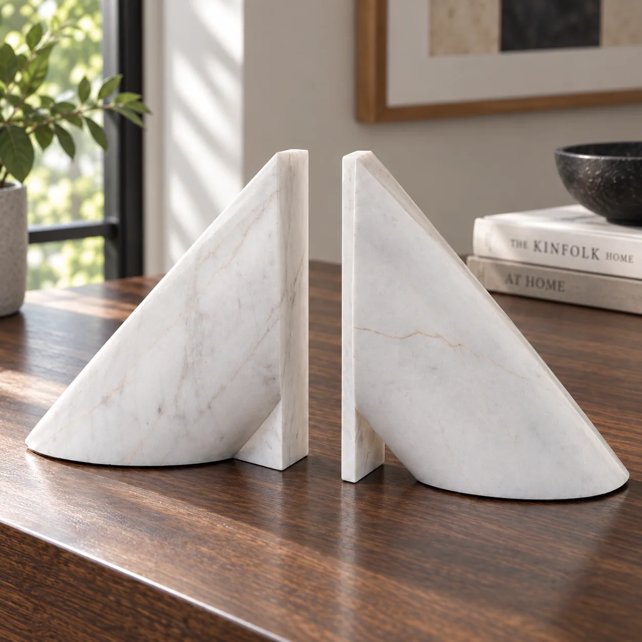 Marble Wedge Bookends — detail view