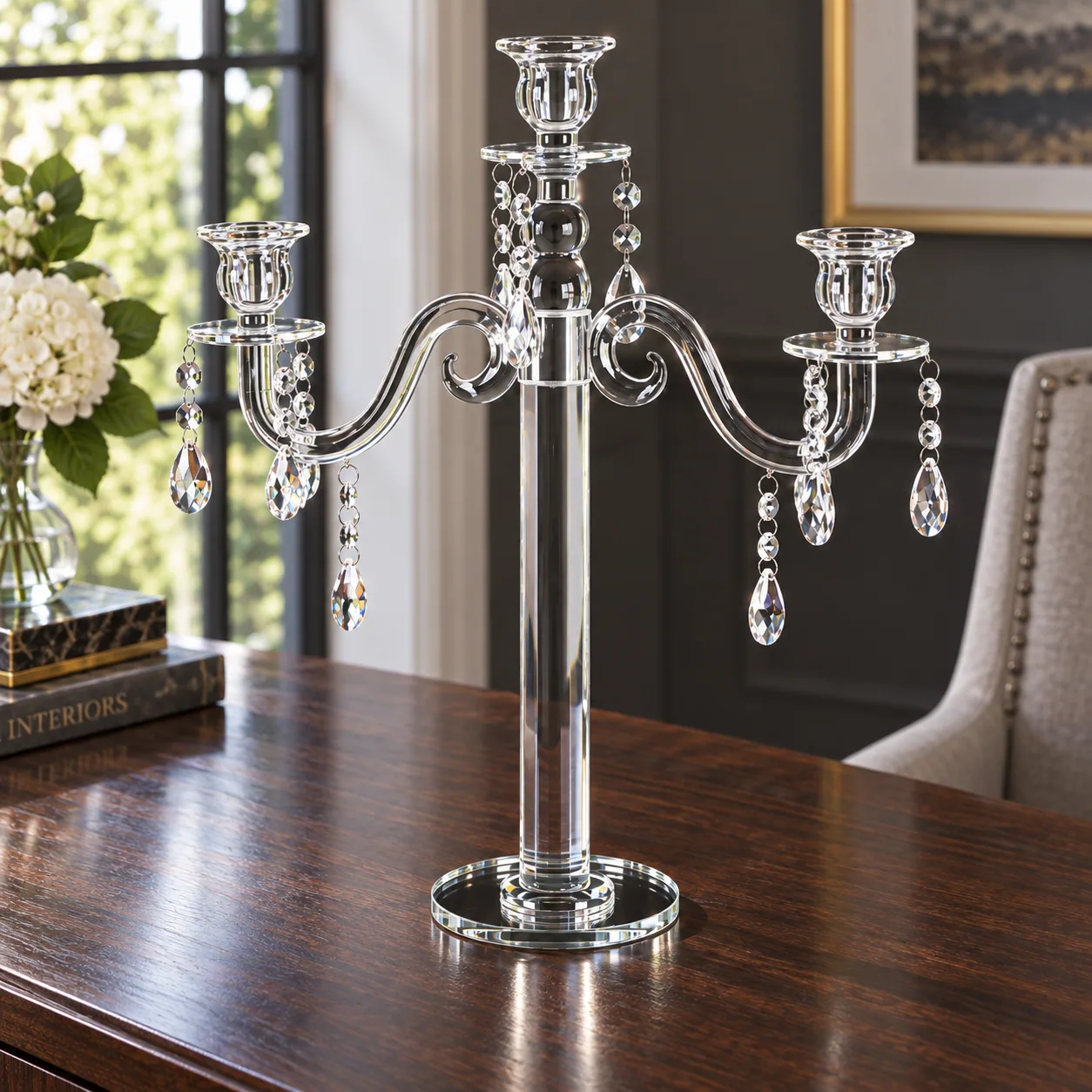 Crystal Three-Light Candelabra — detail view