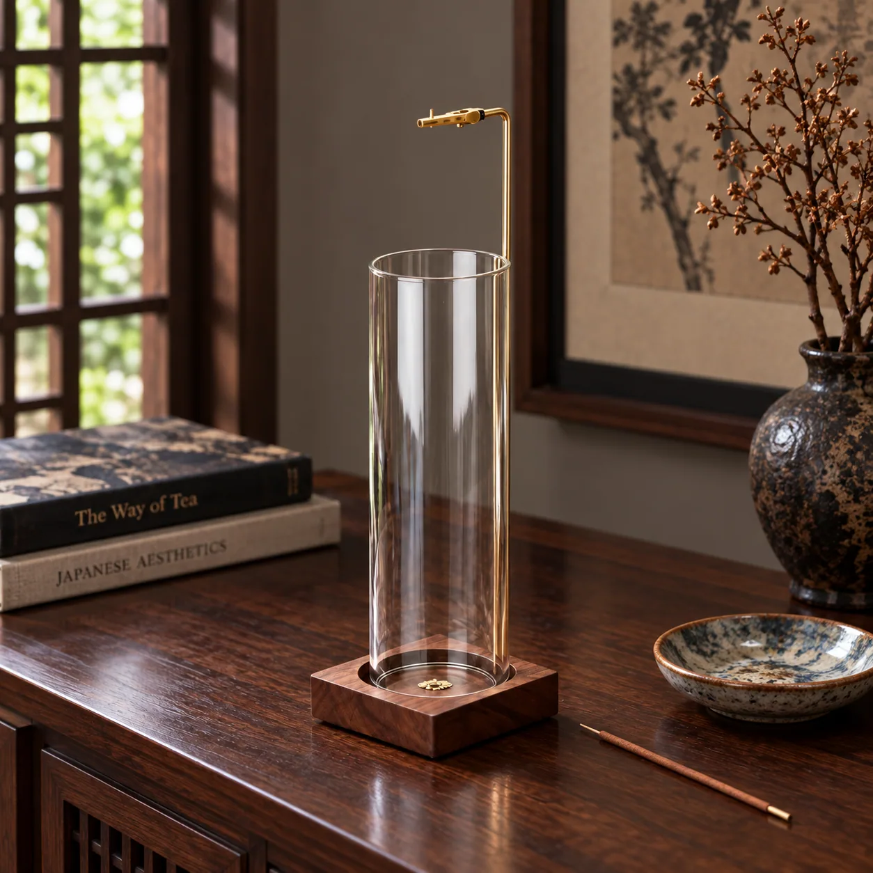 Glass Incense Holder — styled arrangement; accessories not included